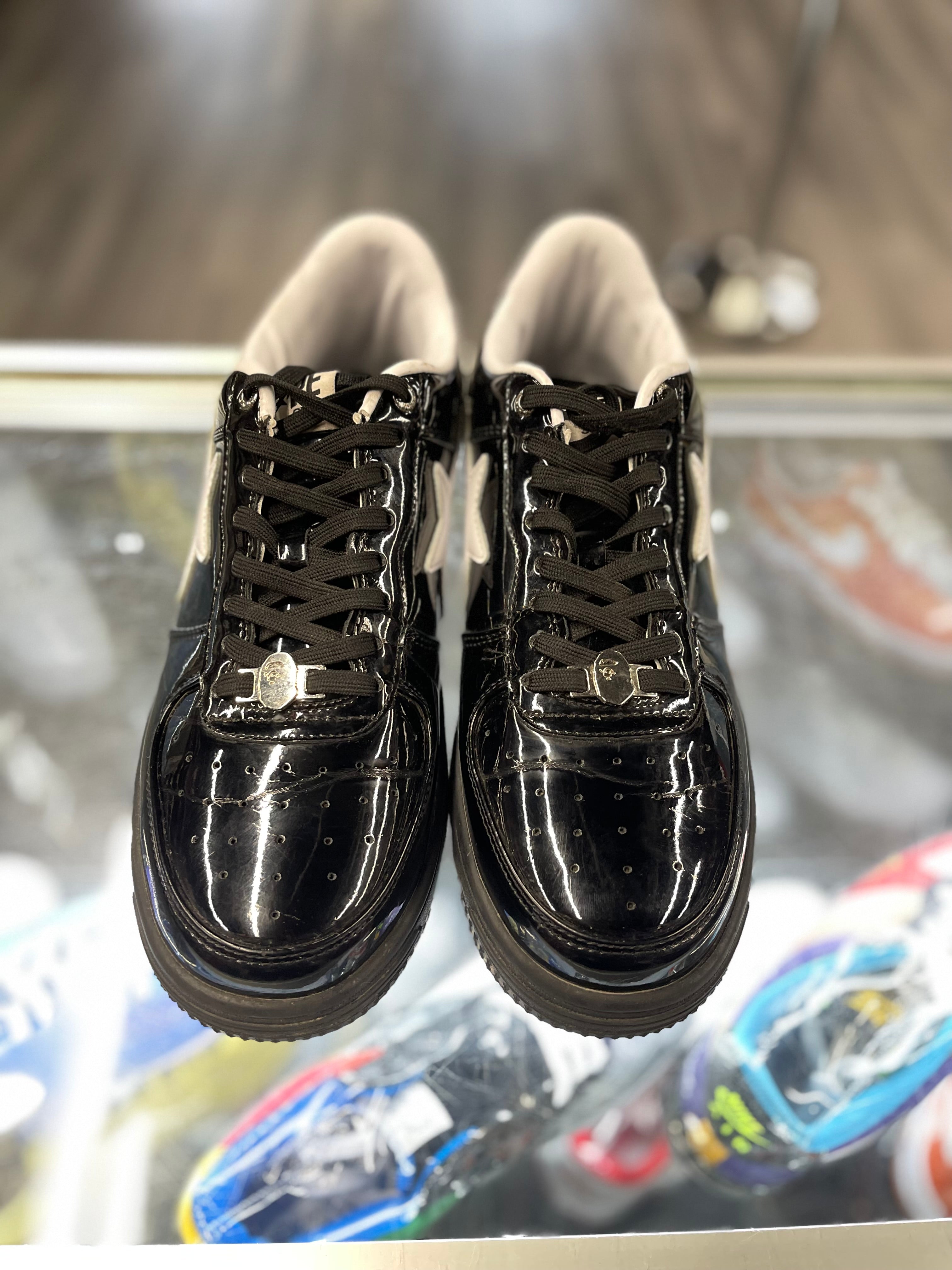 A Bathing Ape Bapesta "Patent Black/White"