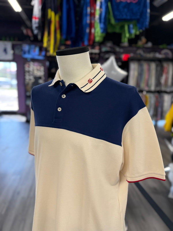Gucci Collar Polo "Cream Navy"