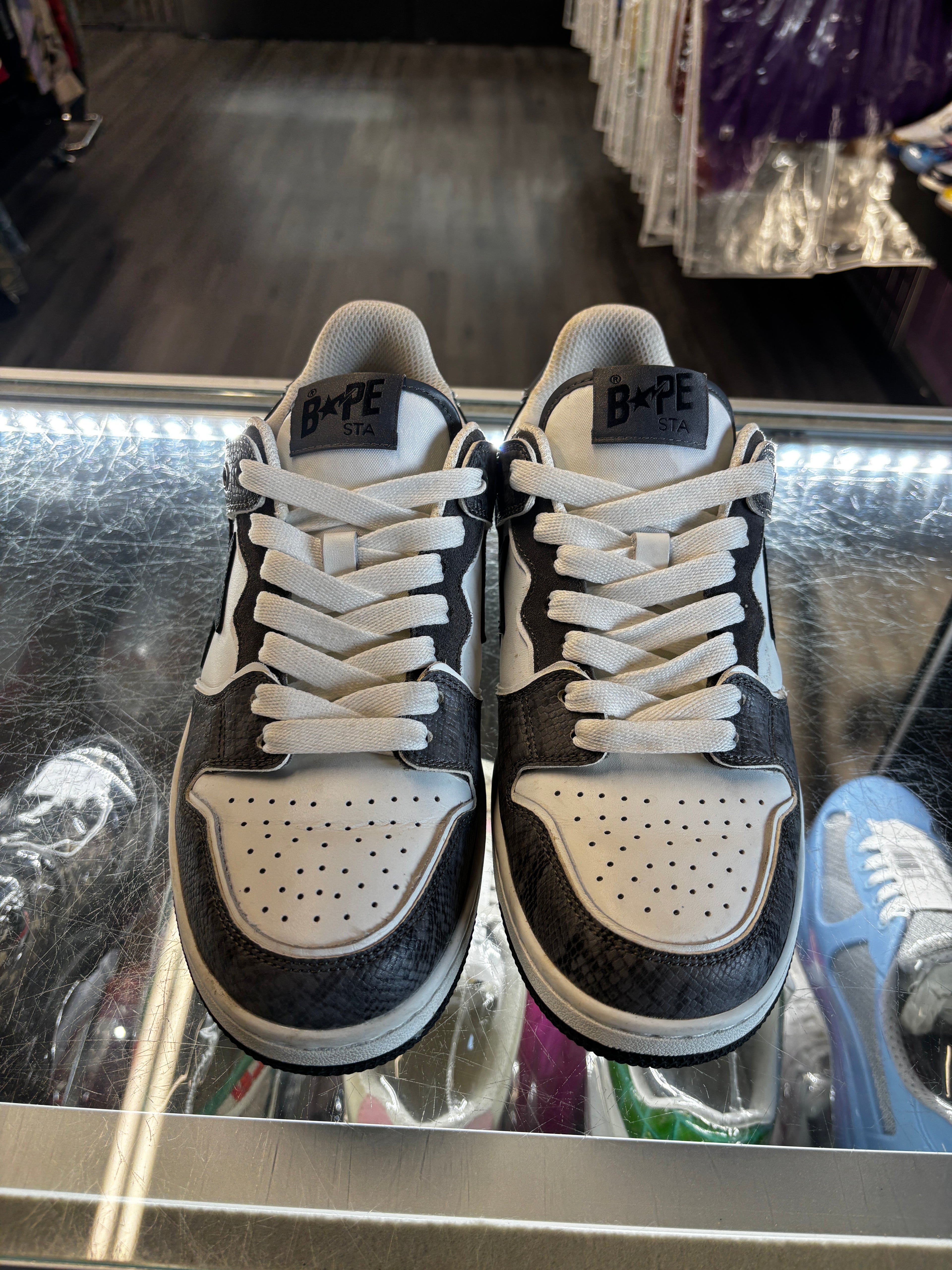A Bathing Ape Bapesta Low Patent "M1 Black/Grey Snakeskin"