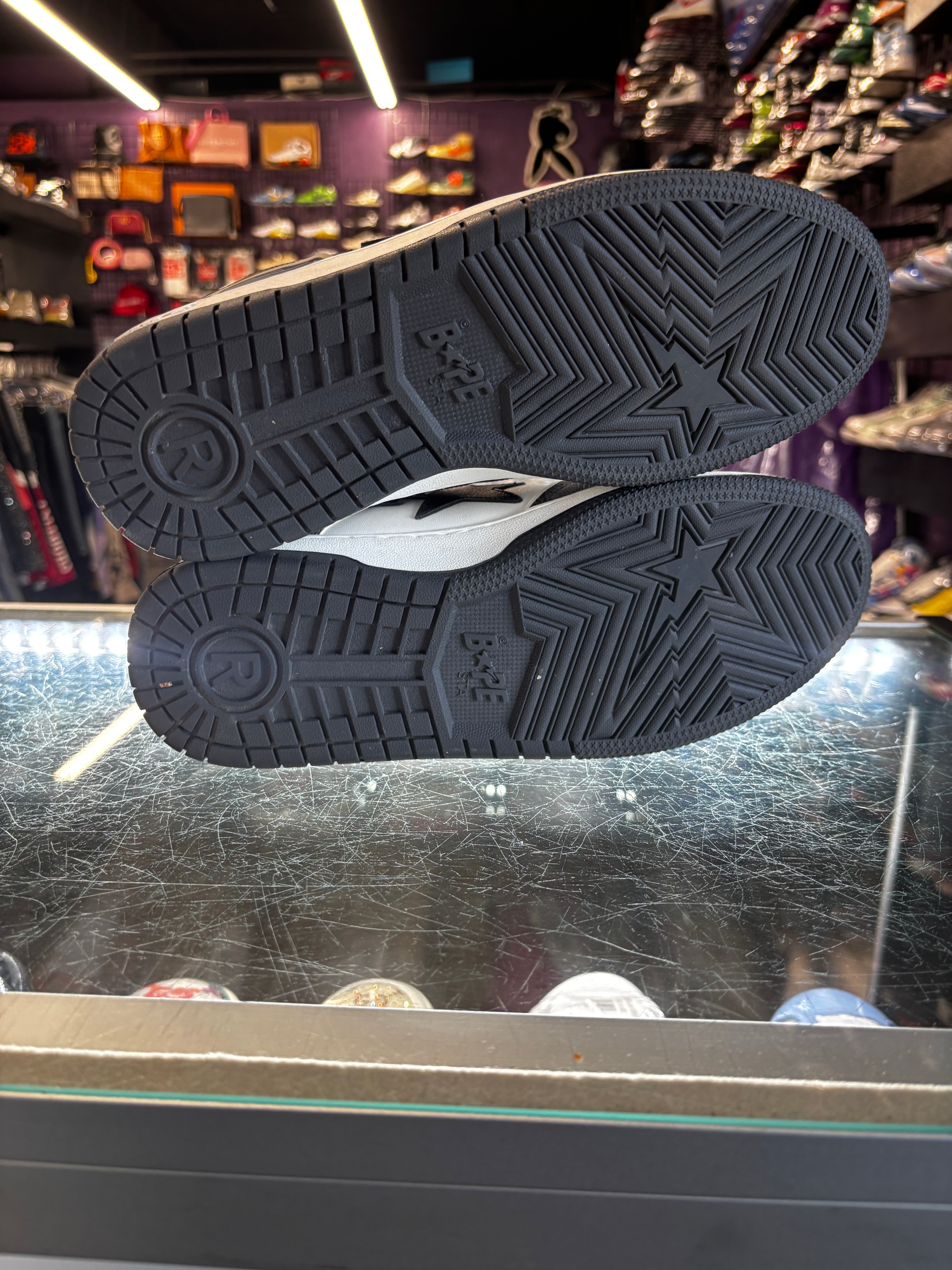 A Bathing Ape Bapesta Low Patent "M1 Black/Grey Snakeskin"