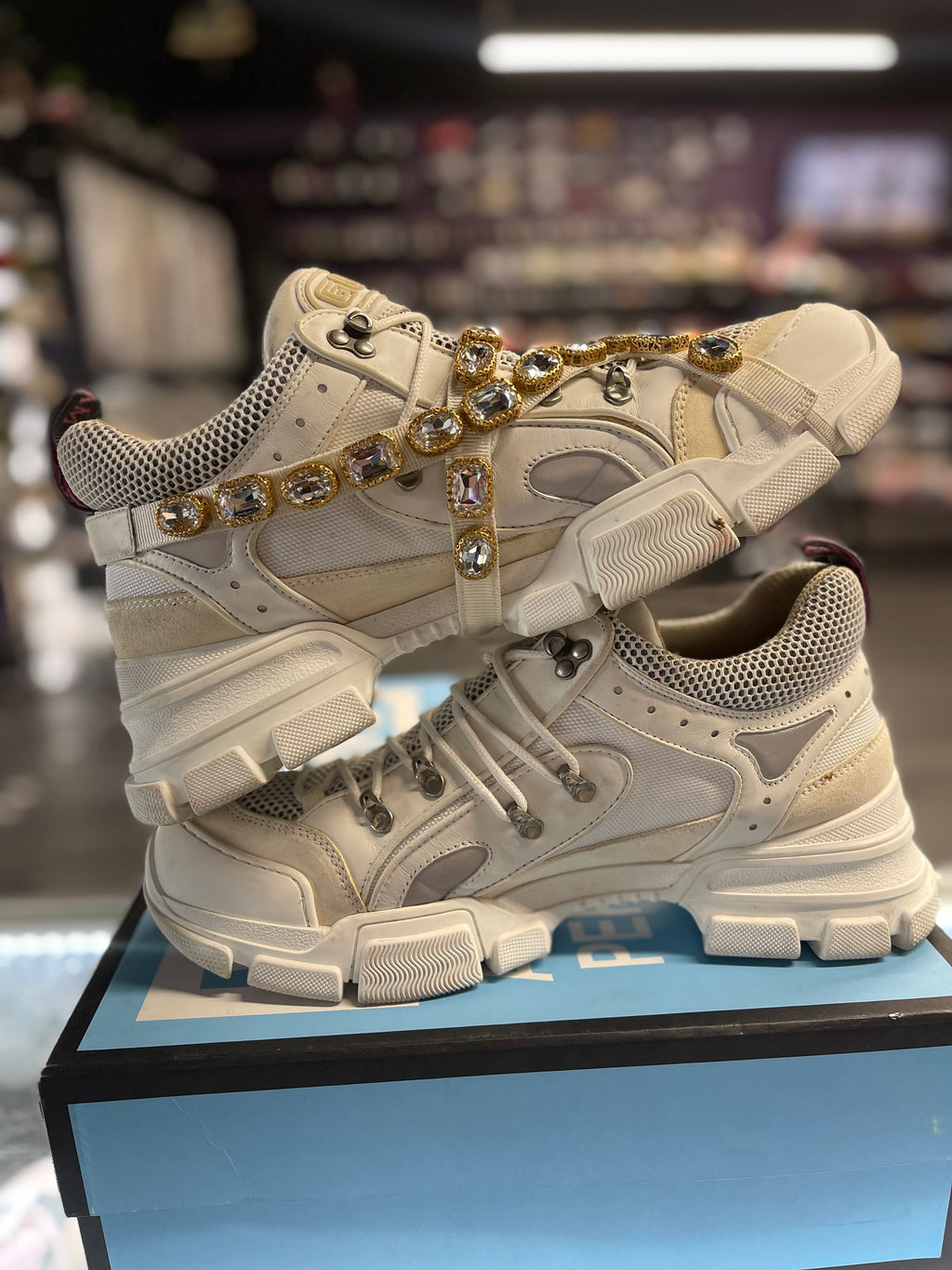 Gucci Flashtrek Sneaker "White Crystals"