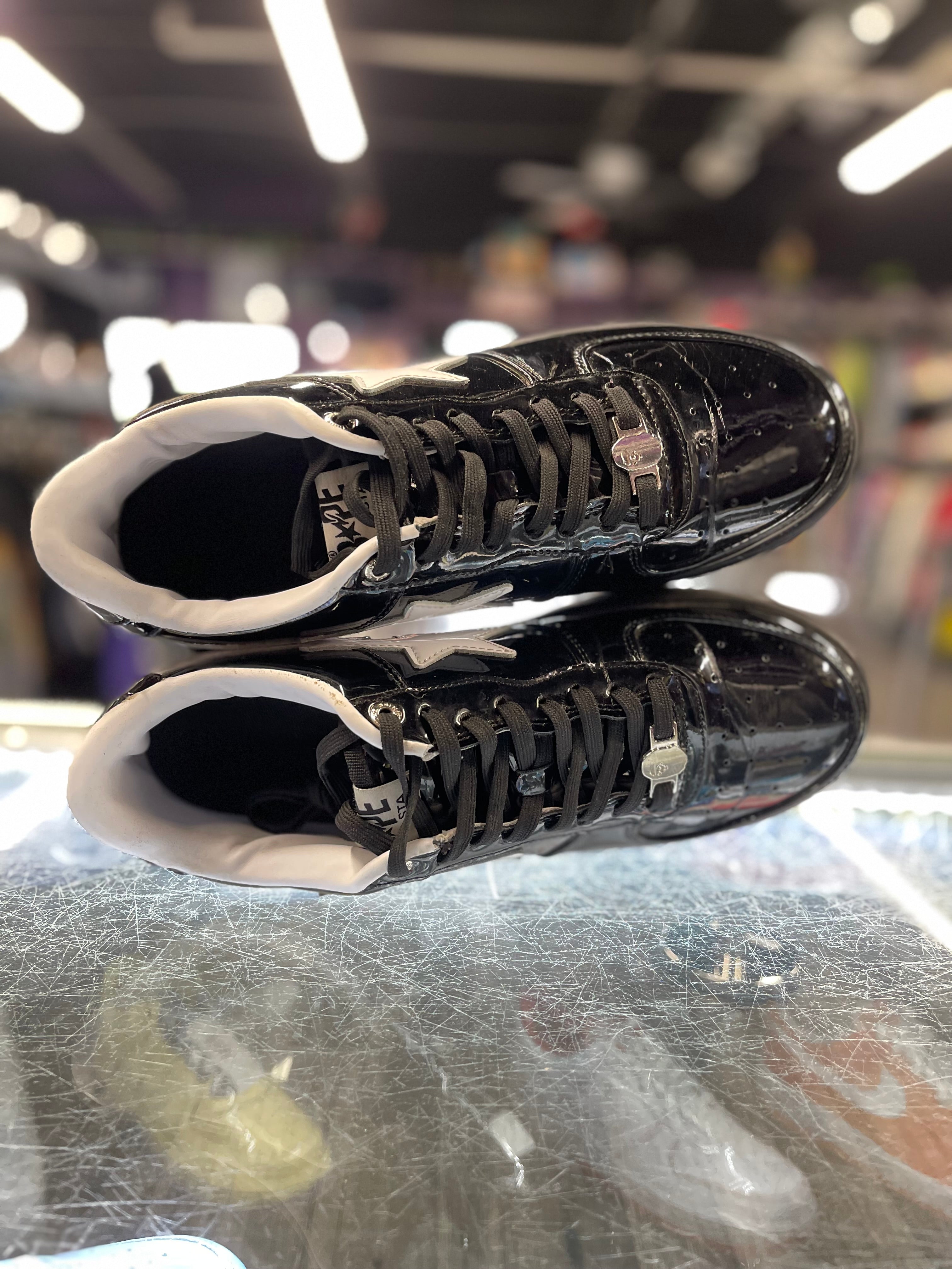 A Bathing Ape Bapesta "Patent Black/White"