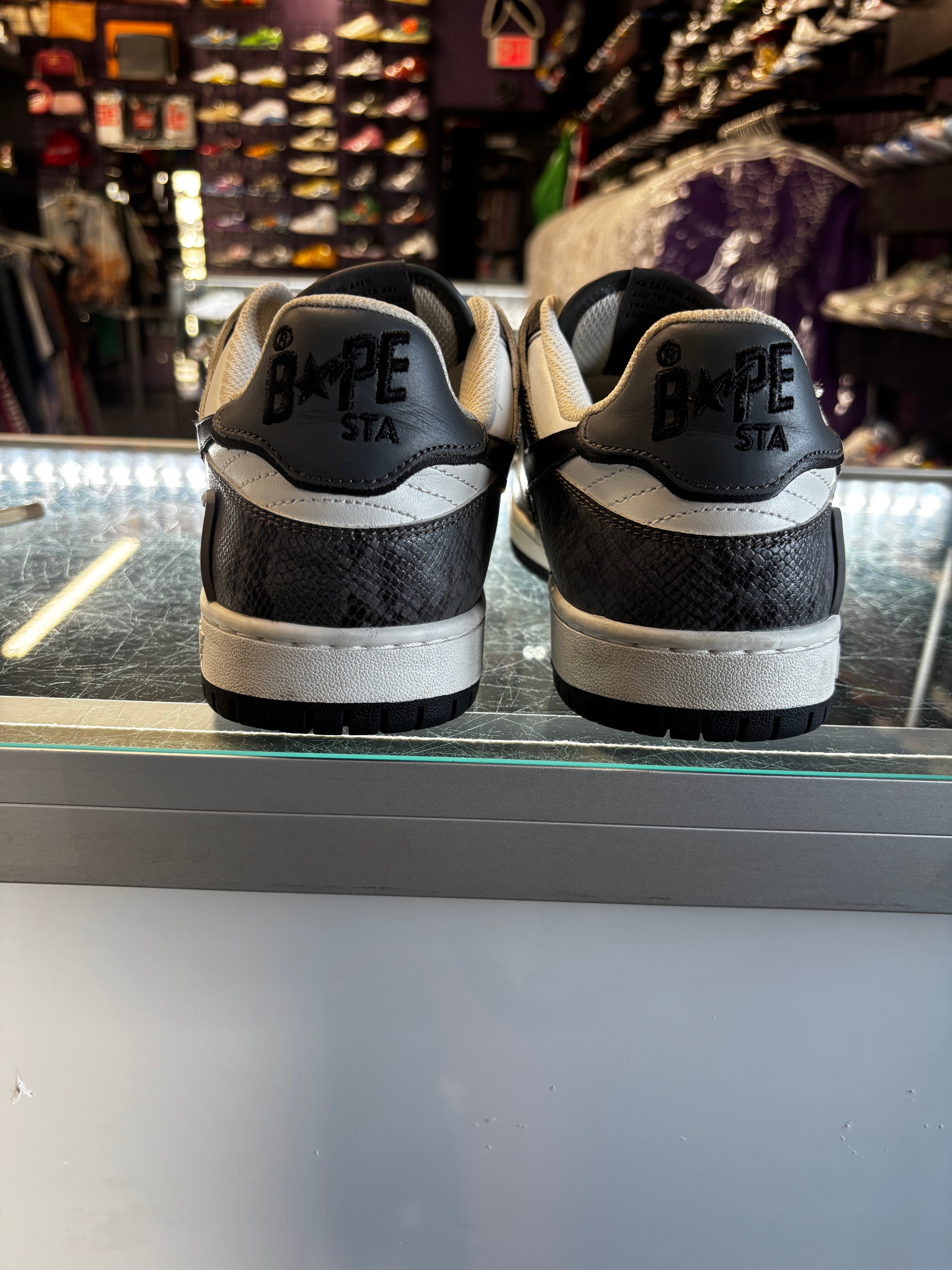 A Bathing Ape Bapesta Low Patent "M1 Black/Grey Snakeskin"