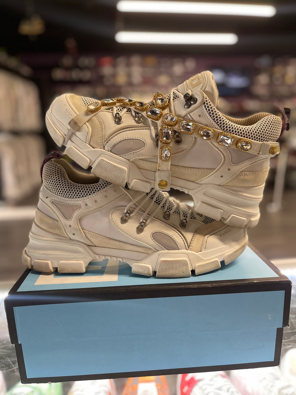 Gucci Flashtrek Sneaker "White Crystals"