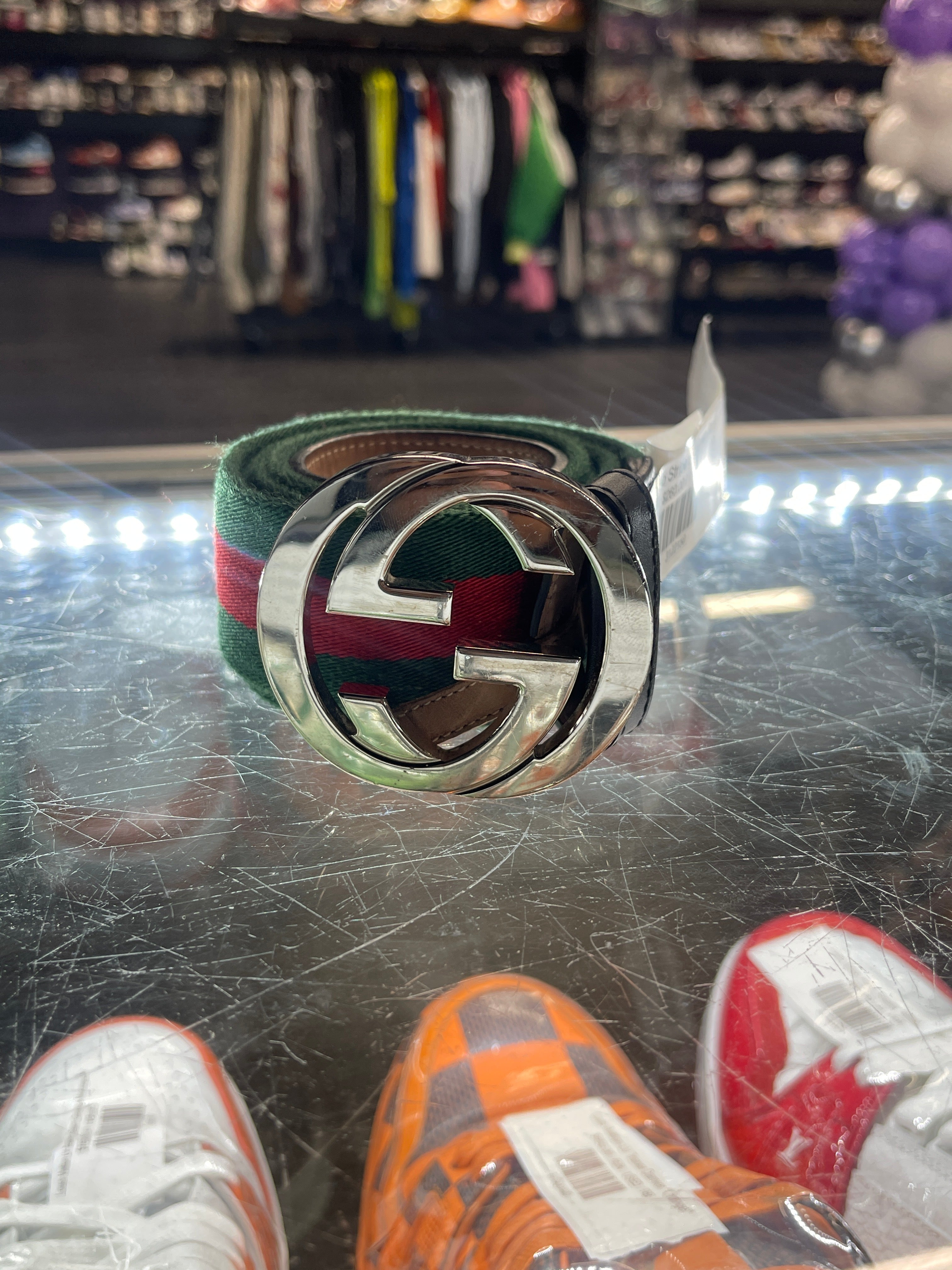 Gucci Web Stripe Belt "Green Red"