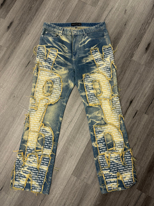 Who Decides War Distressed Patch Work Denim
