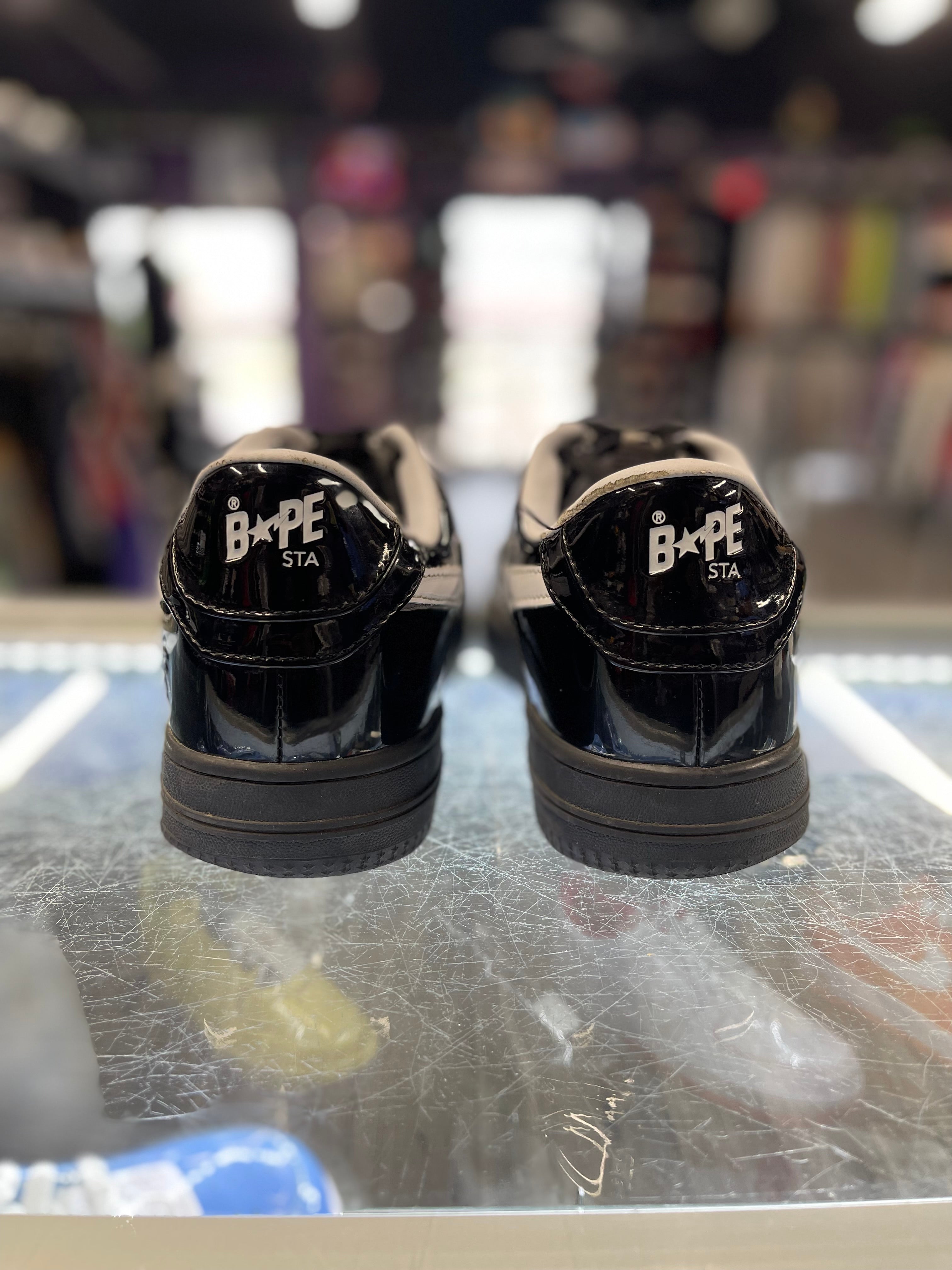 A Bathing Ape Bapesta Low Patent “Black/White"