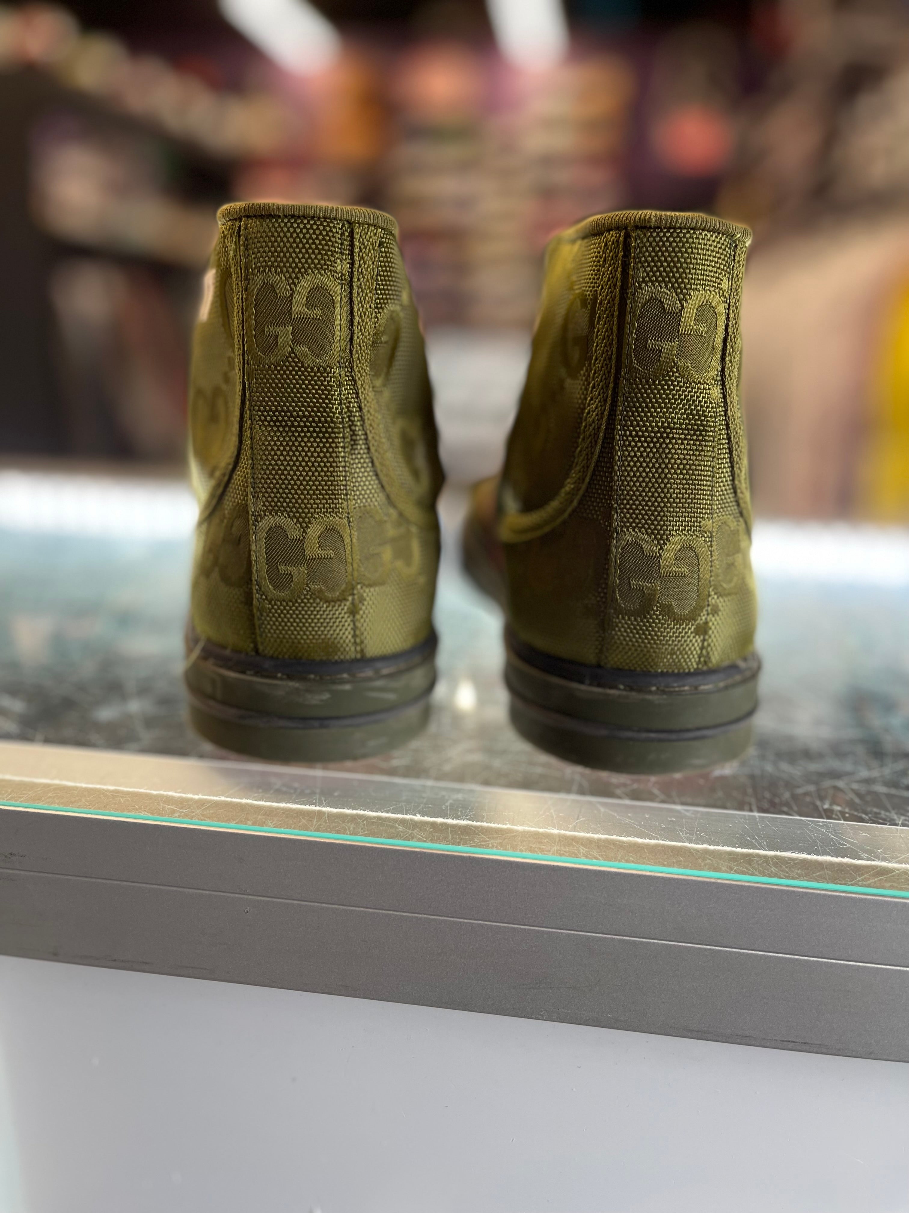 Gucci Tennis 1977 Canvas Sneaker Olive Green"