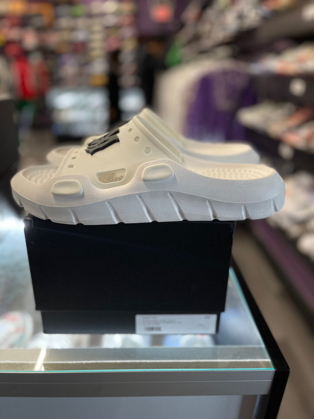 AMIRI Sunday Rubberized Logo Slides "White/Black"