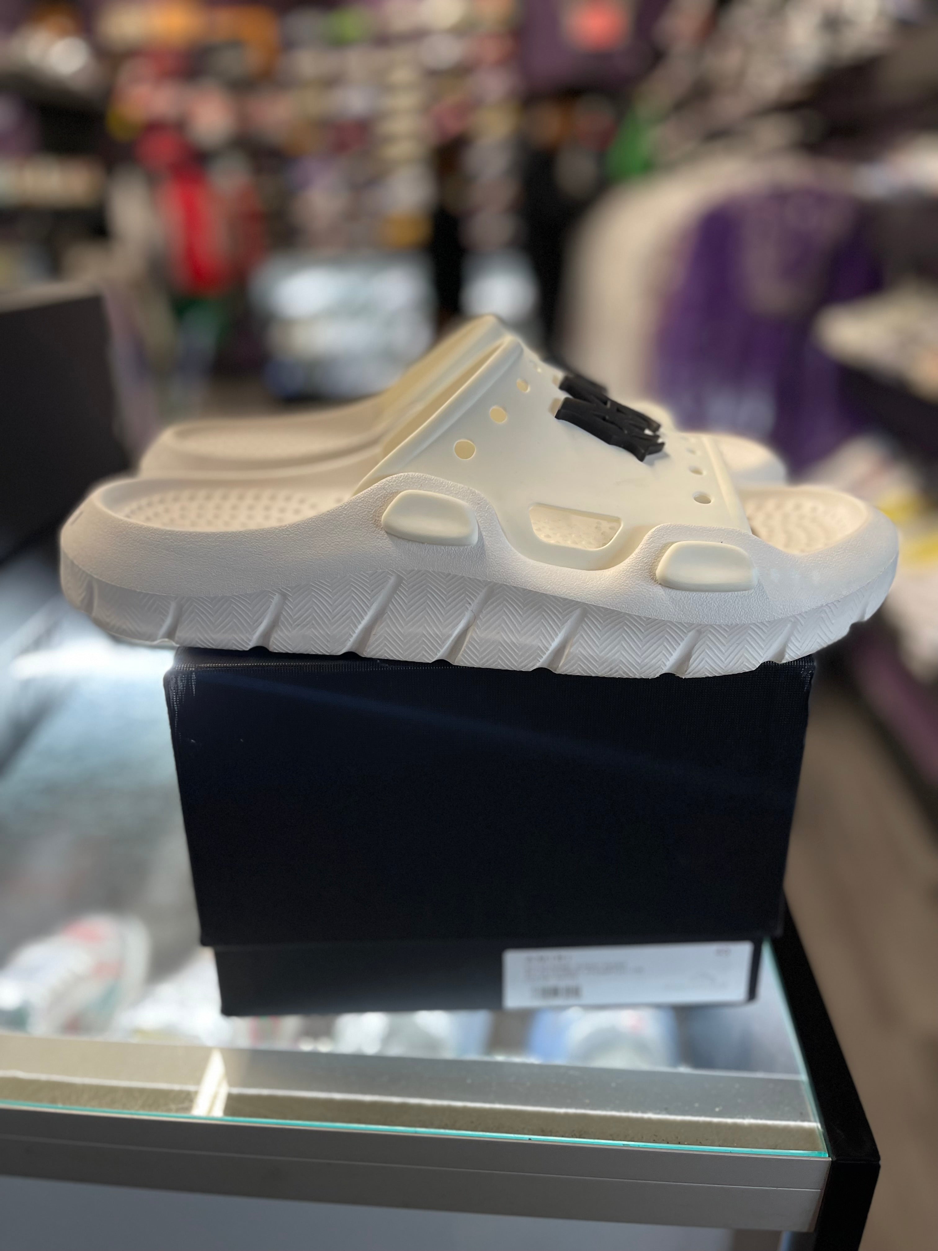 AMIRI Sunday Rubberized Logo Slides "White/Black"