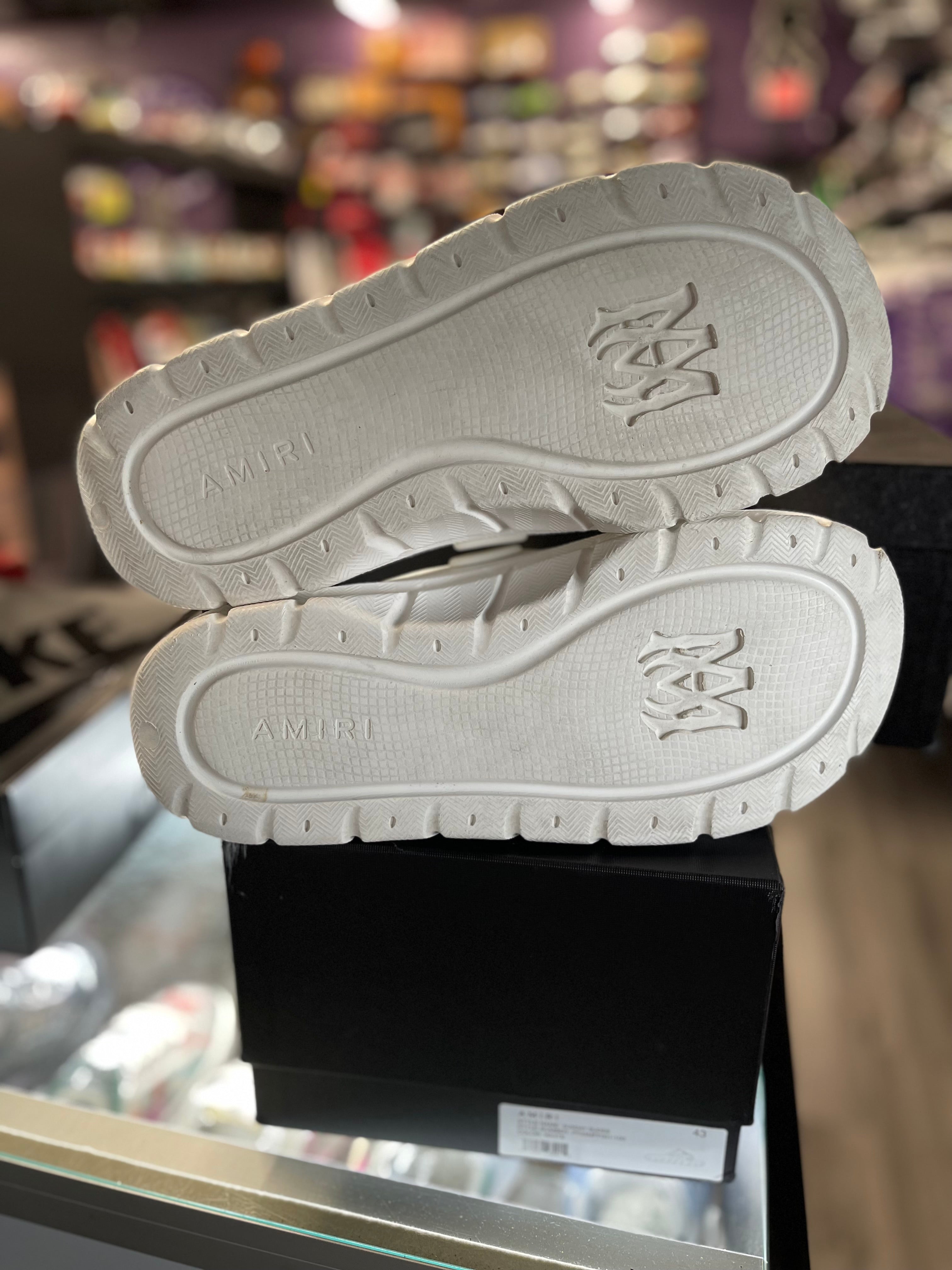 AMIRI Sunday Rubberized Logo Slides "White/Black"