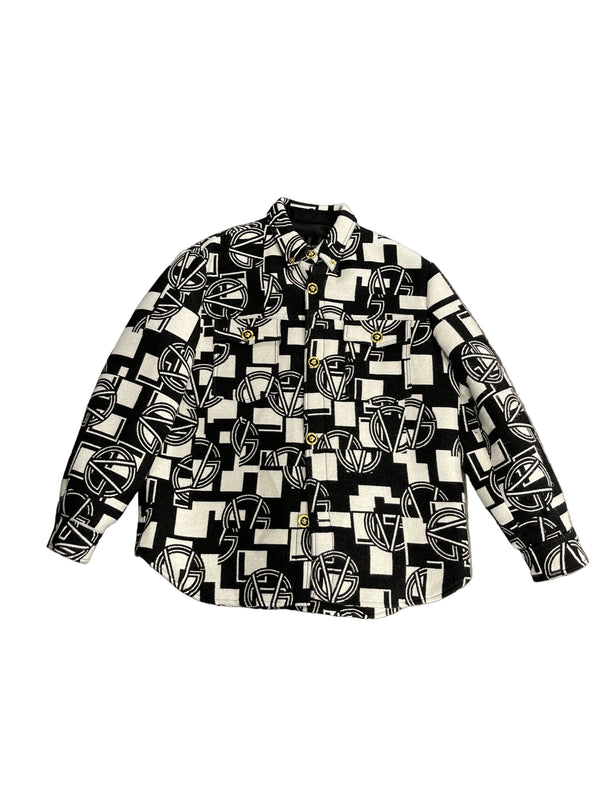 Versace Printed Parka Button Up "Black White"
