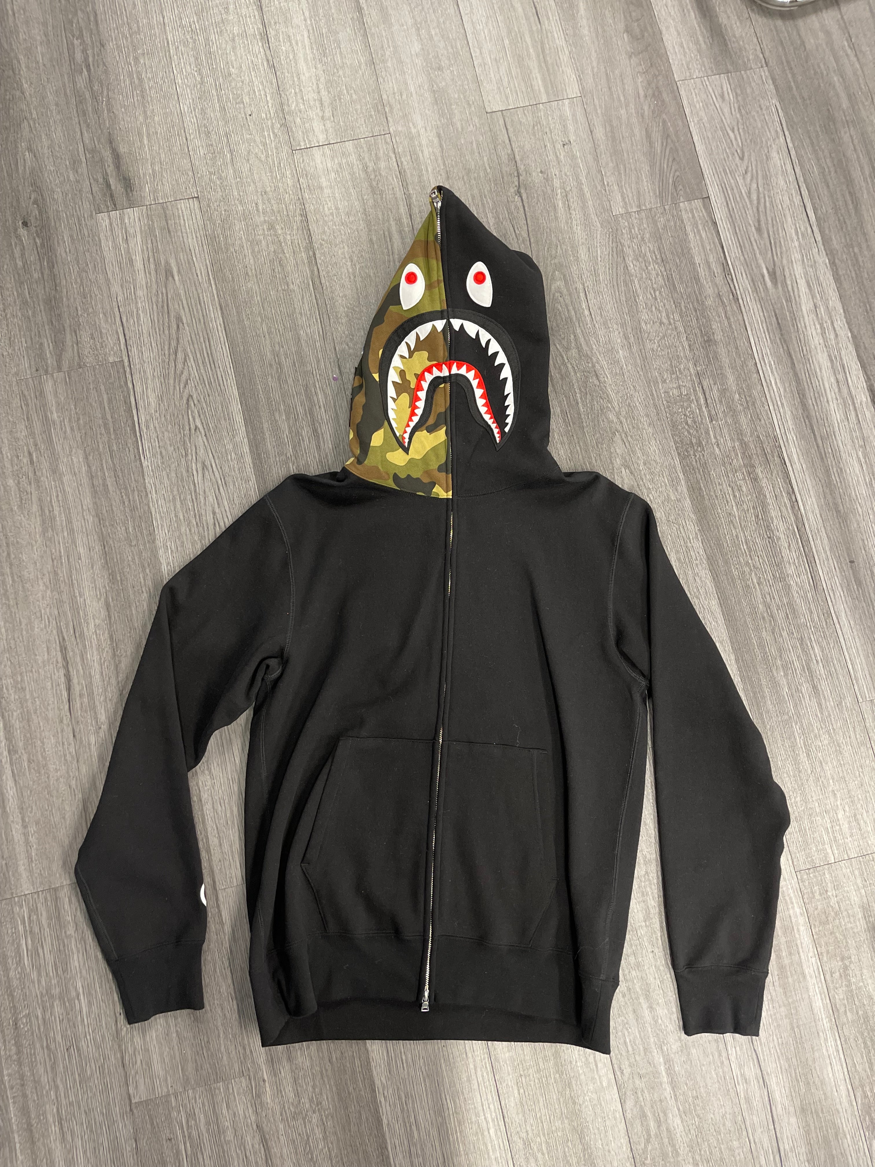 Bape Applique Shark Full-Zip Hoodie "Black"