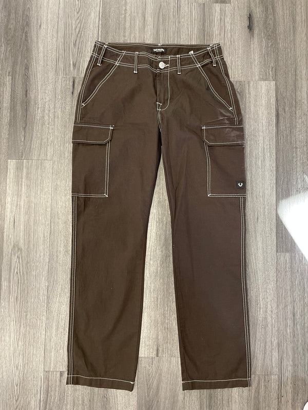 True Religion Pants Dark Brown White Stitch