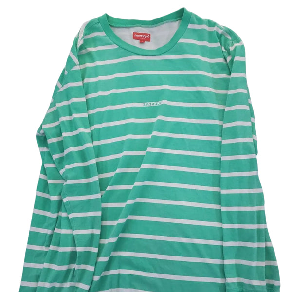 SUPREME L/S GREEN/WHITE STRIPPED